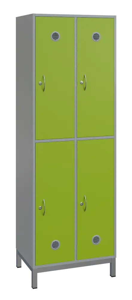 SBS-2222 šatní skříň 4-boxová, 1800x600x400 mm, kovové nohy, korpus šedý, dvířka jarní zeleň